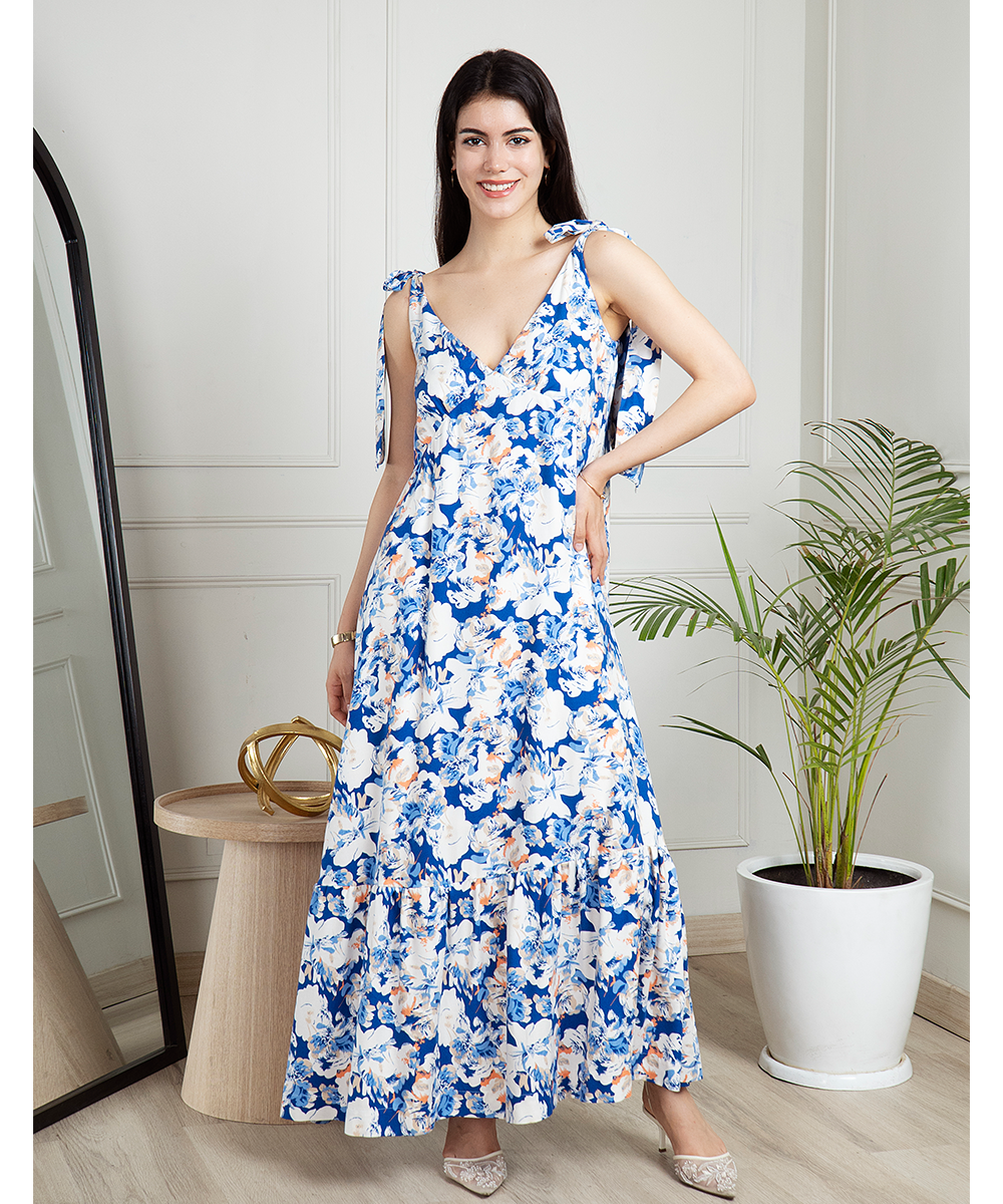 Vestido lazos Alba Azul